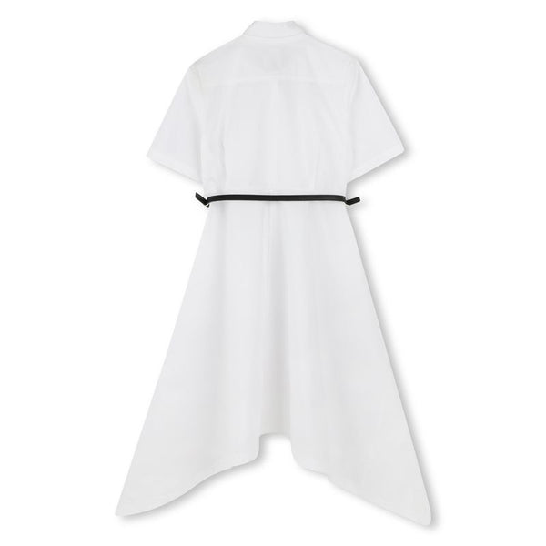 White Mini Me Belted Logo Maxi Dress