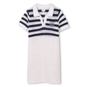 White and Navy Mini Me Stripe Polo Dress