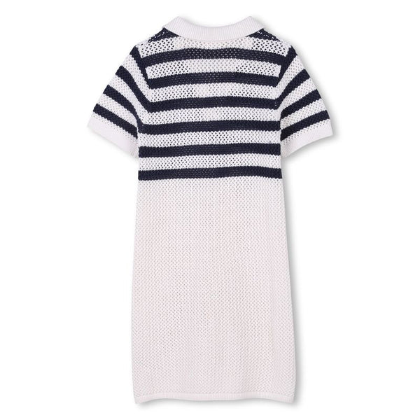 White and Navy Mini Me Stripe Polo Dress