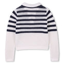 White and Navy Mini Me Stripe Polo Sweater