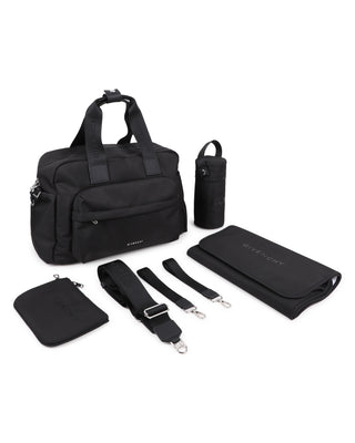 Black Canvas Logo Diaper Bag
