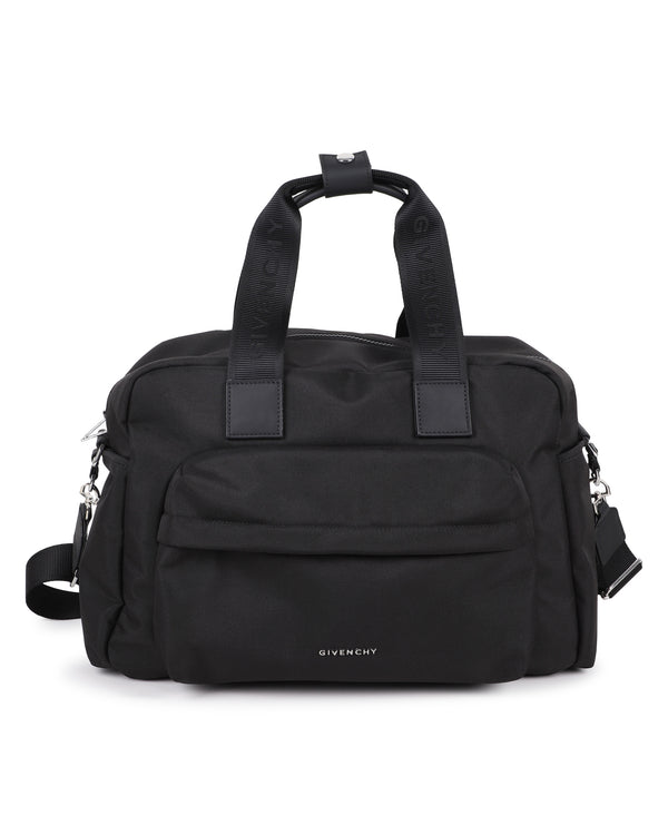 Black Canvas Logo Diaper Bag