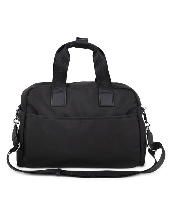 Black Canvas Logo Diaper Bag