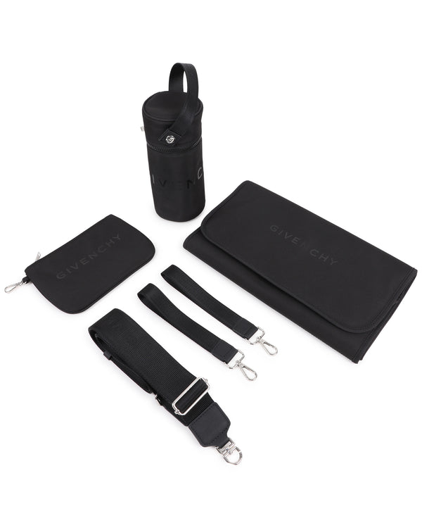 Black Canvas Logo Diaper Bag