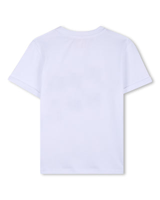 White with Black Embroidered Logo Tee