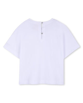 White Rhinestone Neck Tee