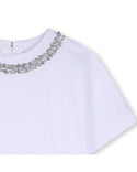White Rhinestone Neck Tee
