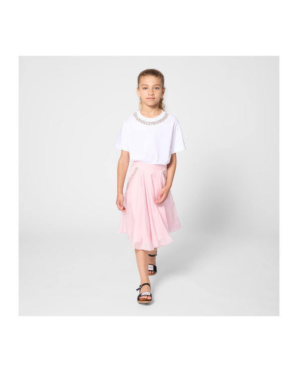 White Rhinestone Neck Tee