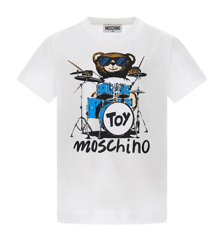 White Drummer Bear Logo Tee