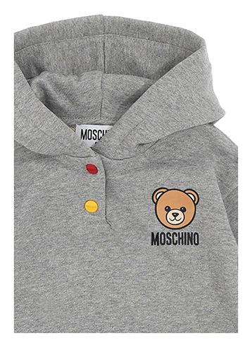 Grey Two Button Logo Hoodie