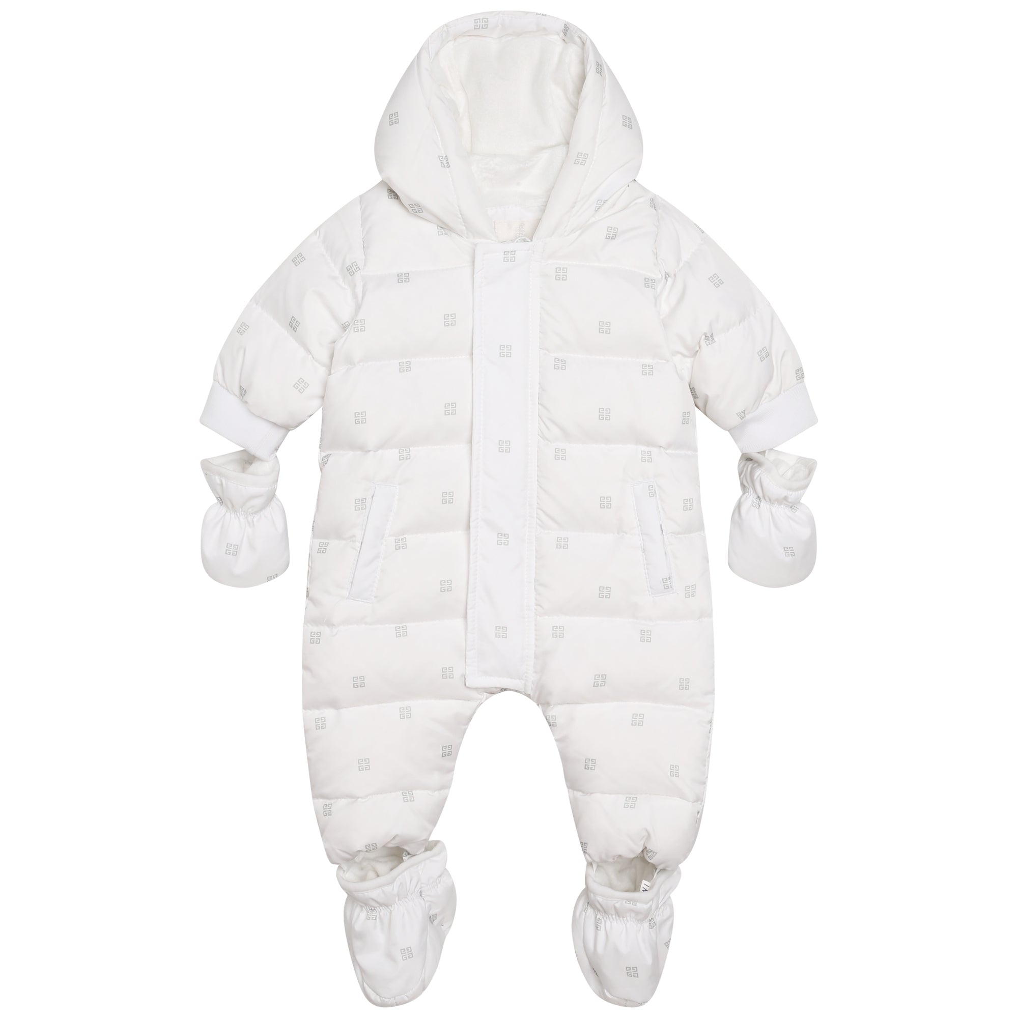 Baby White Pattern Snowsuit with Mittens | The Red Balloon