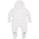 Baby White Pattern Snowsuit with Mittens