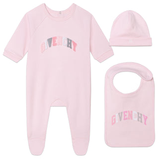Baby Pink Textured Logo Footie Gift Set