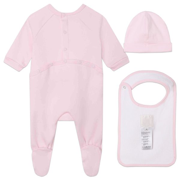 Baby Pink Textured Logo Footie Gift Set