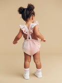 Multicolor Baby Rainbow Check Frill Playsuit