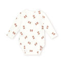 White Tumbling Bow Huxette Long Sleeves Onesie