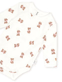 White Tumbling Bow Huxette Long Sleeves Onesie