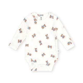 White Tumbling Bow Hux Long Sleeves Onesie