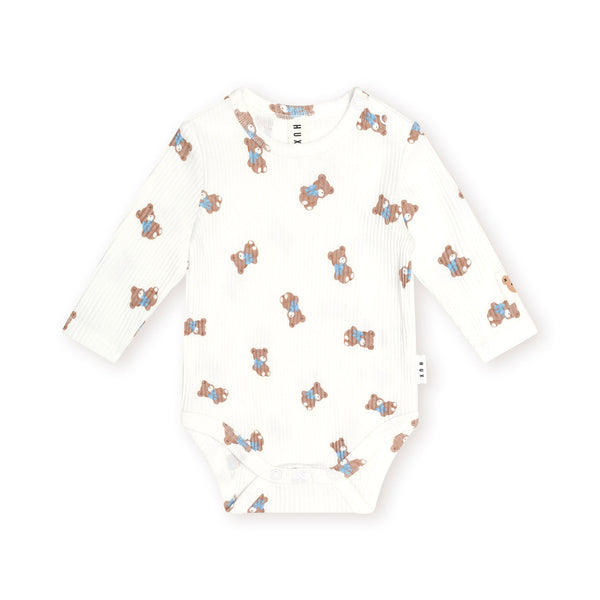 White Tumbling Bow Hux Long Sleeves Onesie