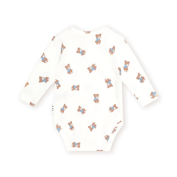 White Tumbling Bow Hux Long Sleeves Onesie