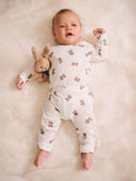 White Tumbling Bow Hux Long Sleeves Onesie