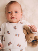 White Tumbling Bow Hux Long Sleeves Onesie