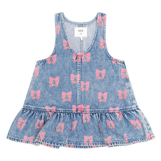 Blue Denim Dreamy Cherry Pinafore Dress