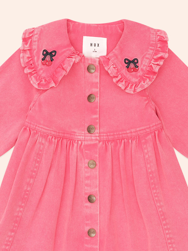 Pink Vintage Cherry Collar Dress