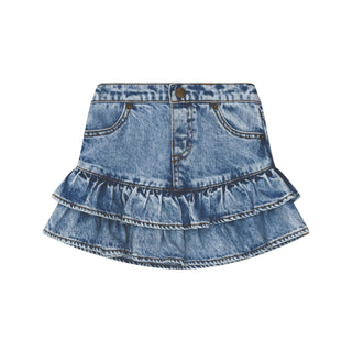 Blue Dreamy Denim Tiered Skirt