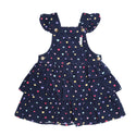 Navy Heart Tiered Cord Pinafore Dress