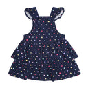 Navy Heart Tiered Cord Pinafore Dress