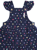 Navy Heart Tiered Cord Pinafore Dress
