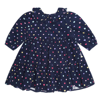 Navy Heart Cord Collar Dress