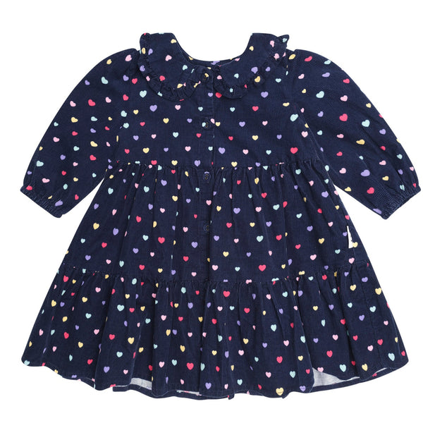 Navy Heart Cord Collar Dress