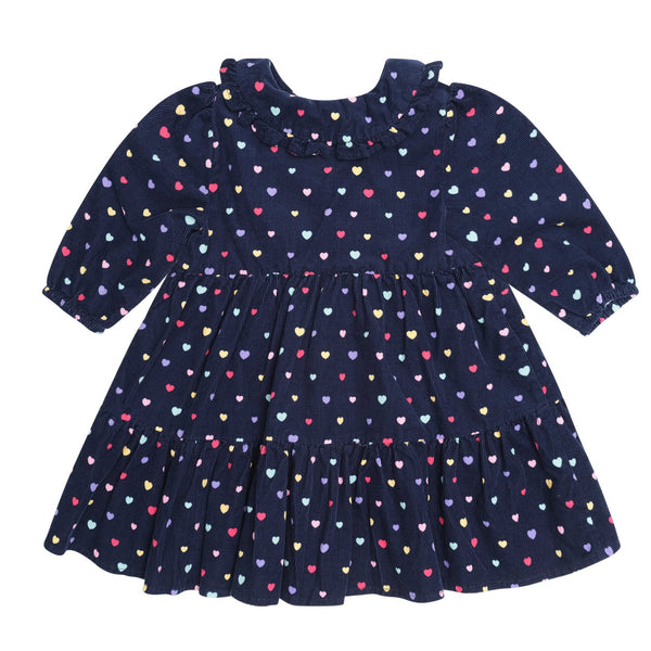 Navy Heart Cord Collar Dress