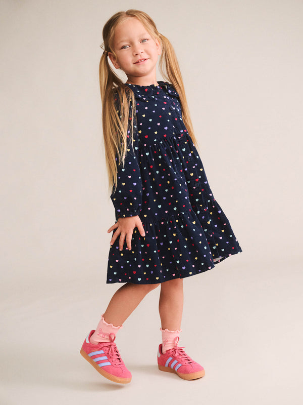 Navy Heart Cord Collar Dress