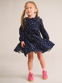 Navy Heart Cord Collar Dress