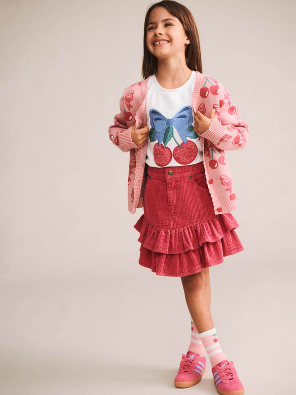 Berry Cord Tiered Skirt