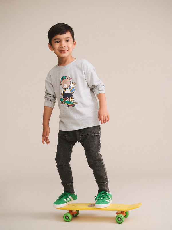 Grey Marle Skater Hux Long Sleeve Tee