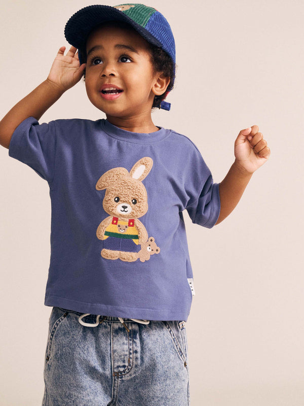 Blue Color Block Bunny Tee