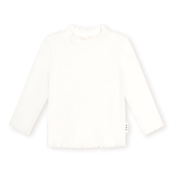 White Ribbed Skivvy Mockneck
