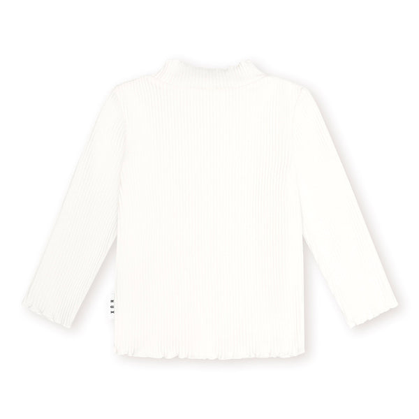 White Ribbed Skivvy Mockneck