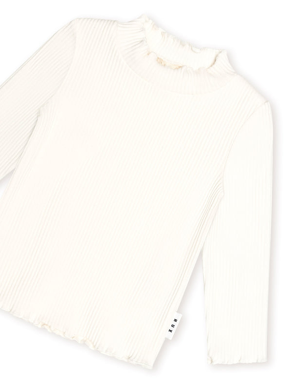 White Ribbed Skivvy Mockneck