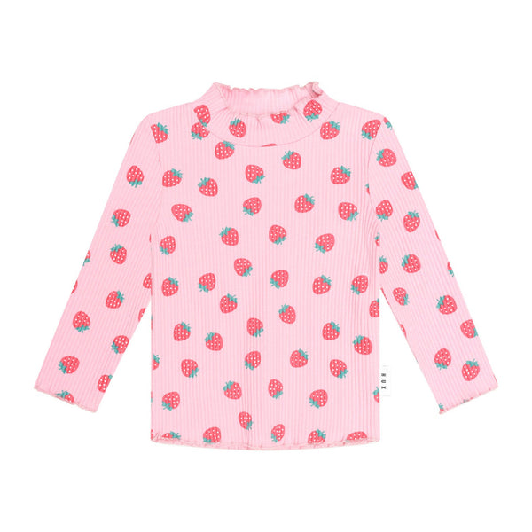 Pink Strawberry Ribbed Skivvy Mockneck