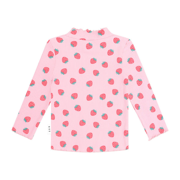 Pink Strawberry Ribbed Skivvy Mockneck