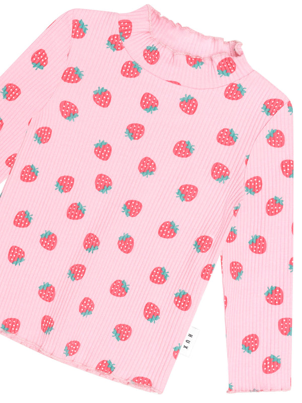 Pink Strawberry Ribbed Skivvy Mockneck