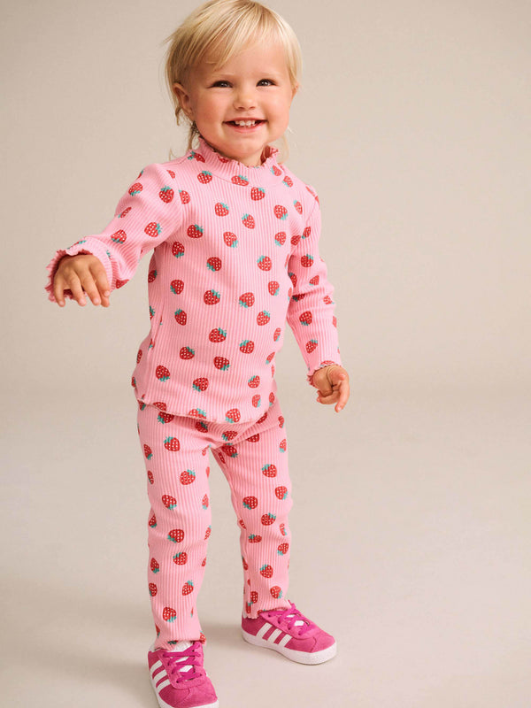 Pink Strawberry Ribbed Skivvy Mockneck