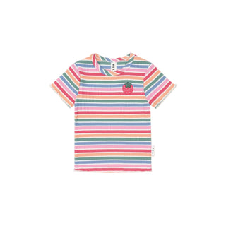 Multicolor Tutti Frutti Striped Rib Tee