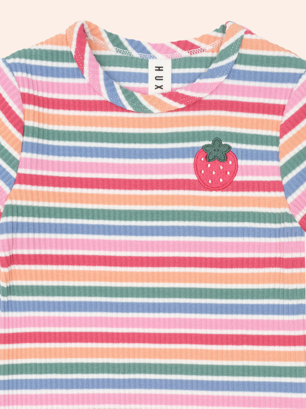 Multicolor Tutti Frutti Striped Rib Tee