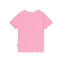Pink Ribbed Lettuce Hem Tee